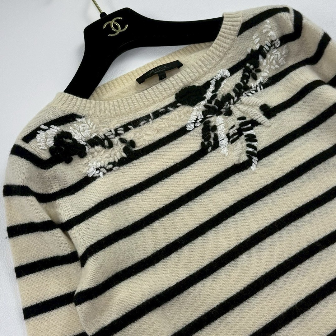 マックスマーラ ウール カシミヤ混 花柄 立体刺繍 セーター ニット