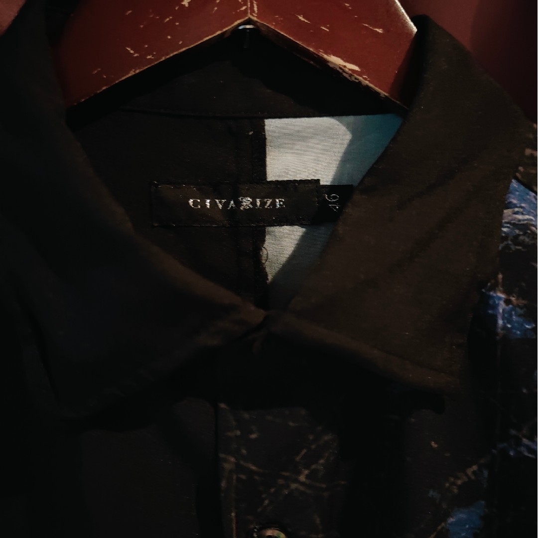 美品 CIVARIZE バイカラープリントシャツ