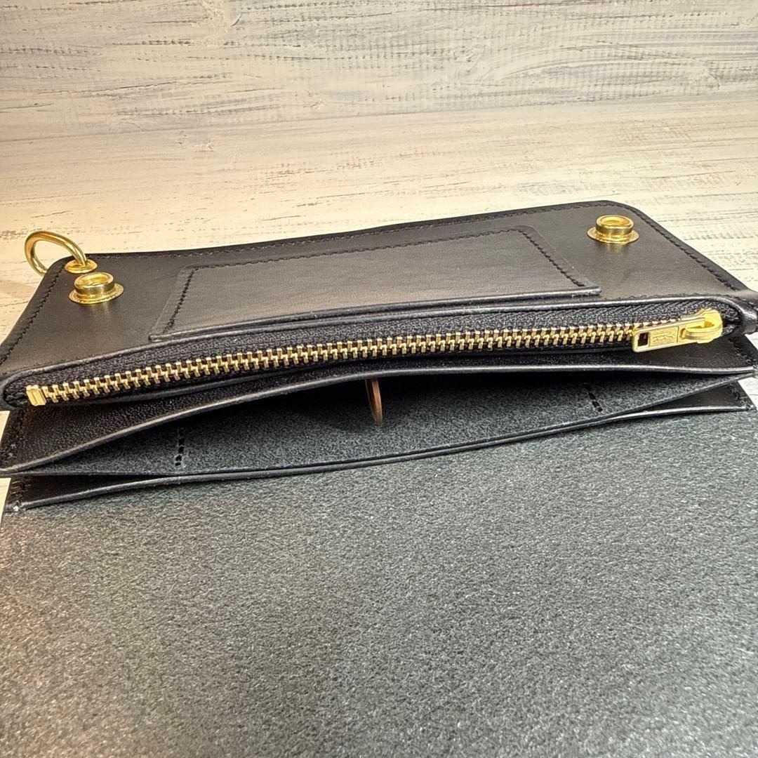 トラッカーウォレット ロング 3層】 ブラック ゴールド YKKの通販 by
