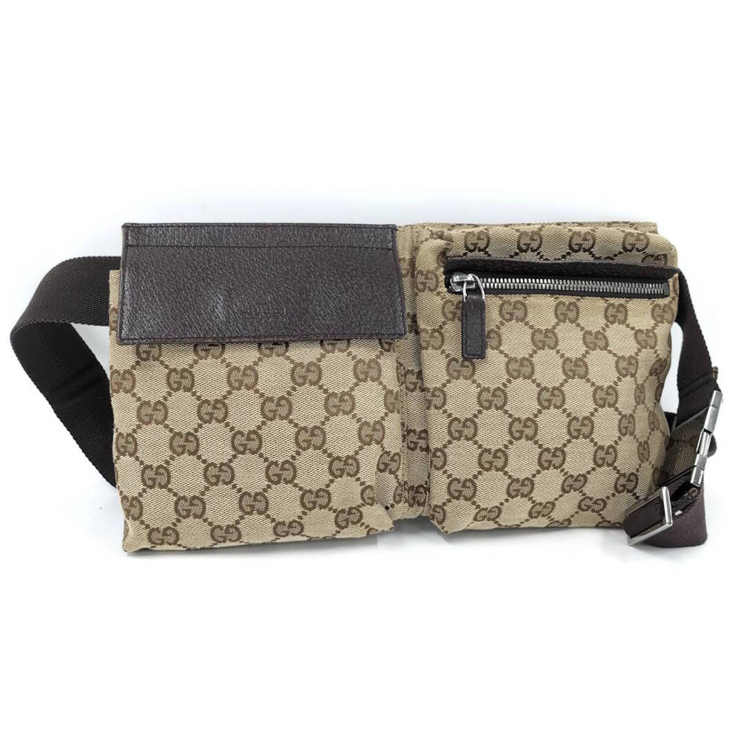 GUCCI - GUCCI ボディバッグ GGキャンバス レザー ブラウン 28566の