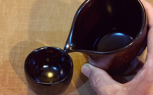 楓造酒器 片口 3点 セット 酒器2口 片口1口 一式 漆塗り - 福岡県直方