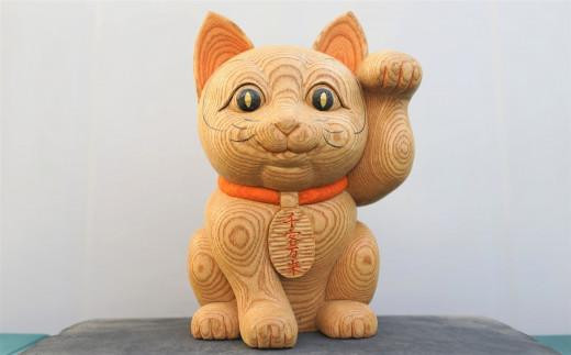 受注生産】だんじり彫刻師 山本仲伸・作「木彫 招き猫」 - 大阪府貝塚