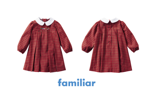 90cm・青系ファミリアチェック】【ファミリア（familiar）】ワンピース