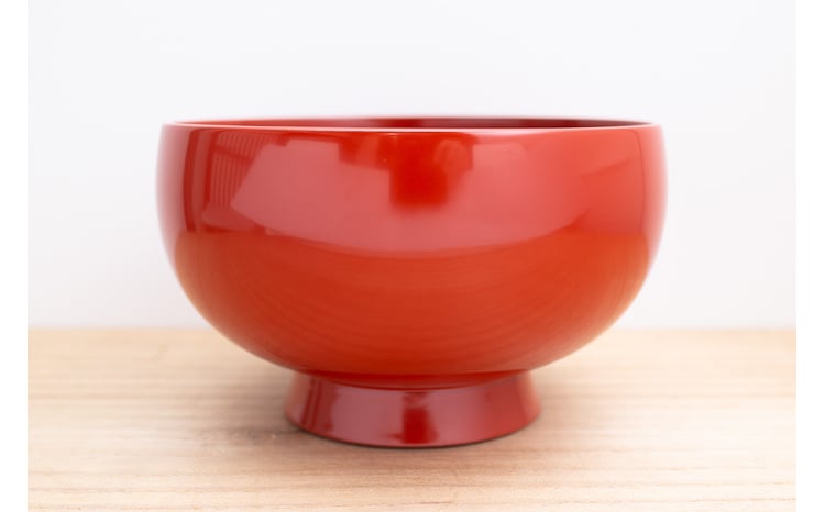 五寸 そば椀 （ 洗朱 ）《 川連漆器 》/ 伝統的工芸品 天然漆 天然木