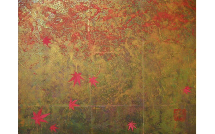 日本画】小原祐介 日本画 「秋風-紅葉」 F30号 - 千葉県木更津市