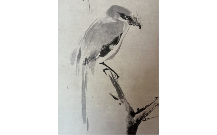 宮本武蔵筆 枯木鳴鵙図(掛軸・複製) 和泉市久保惣記念美術館所蔵