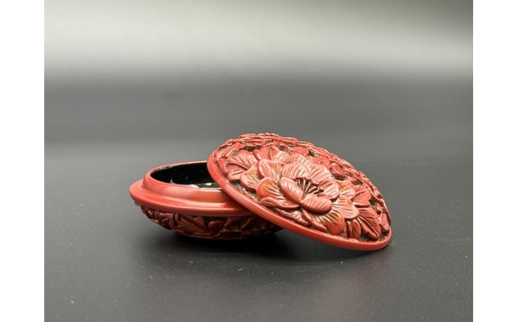 限定一点物】村上木彫堆朱 香合（牡丹） 1062005 - 新潟県村上市