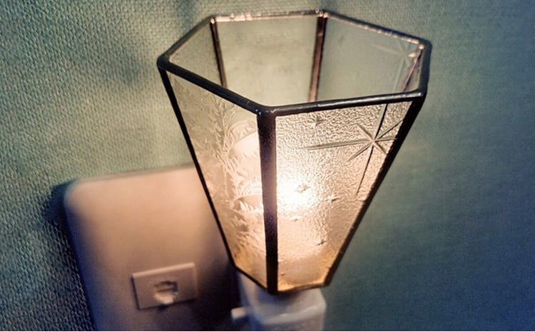 昭和型板ガラスのおやすみライト『銀河×結霜ガラス』 ライト 照明