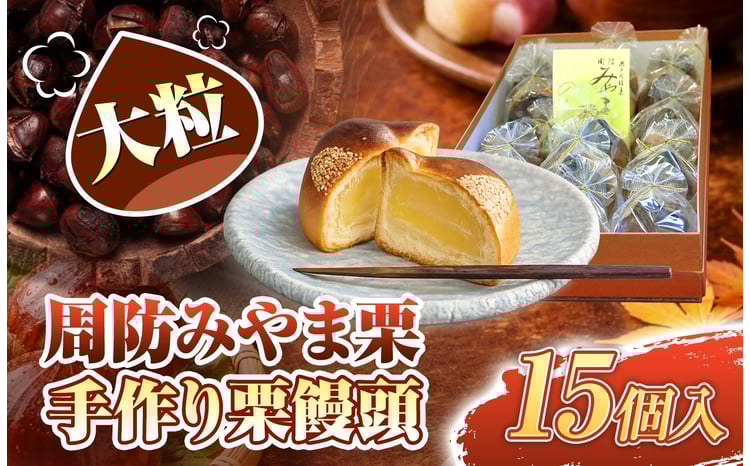 周防みやま栗 15 個 大粒 栗饅頭 ｜ 和菓子 茶菓子 お茶うけ