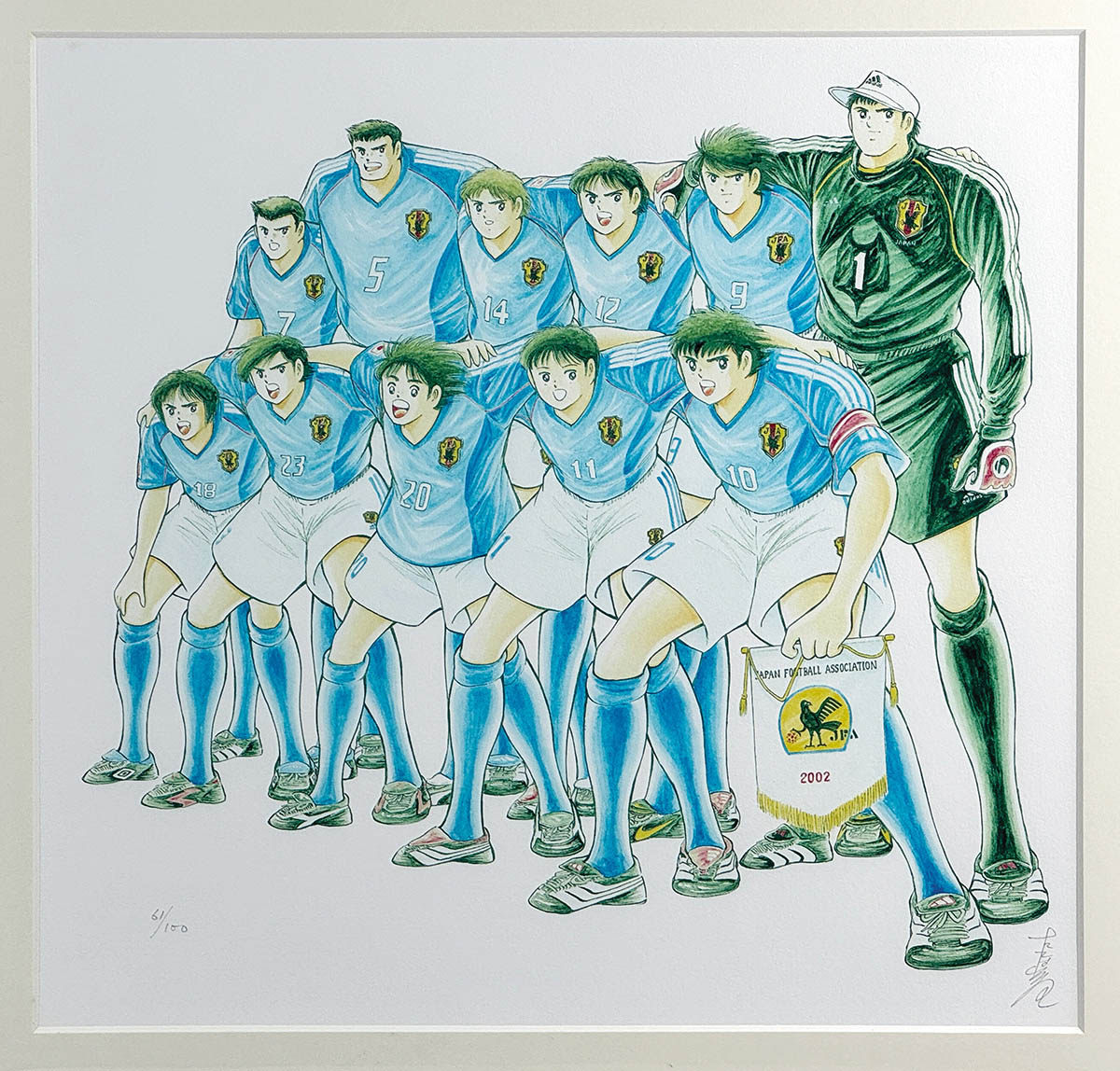 3135] 高橋陽一 直筆サイン入りカラー複製イラスト 「キャプテン翼」