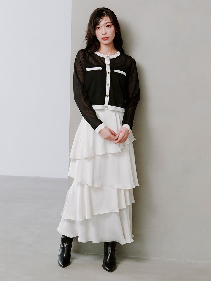 サテンナローティアードスカート(ロングスカート)｜スカート｜SNIDEL