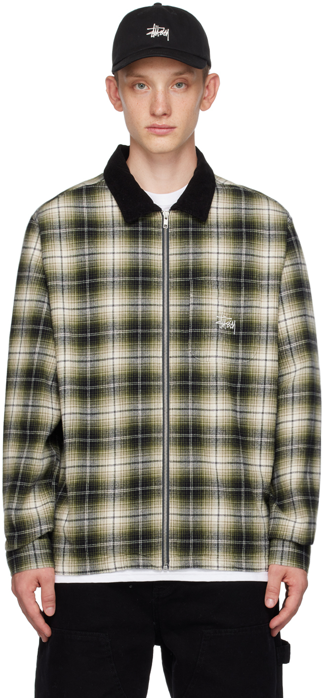 Stussy Frank Plaid Zip Shirt In Taupe | ModeSens