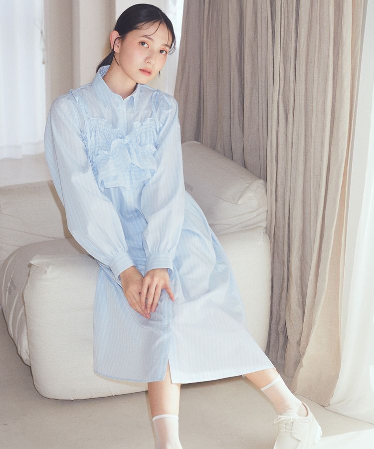 SET2点シャーリングビスチェ+シャツワンピース/earth music&ecology