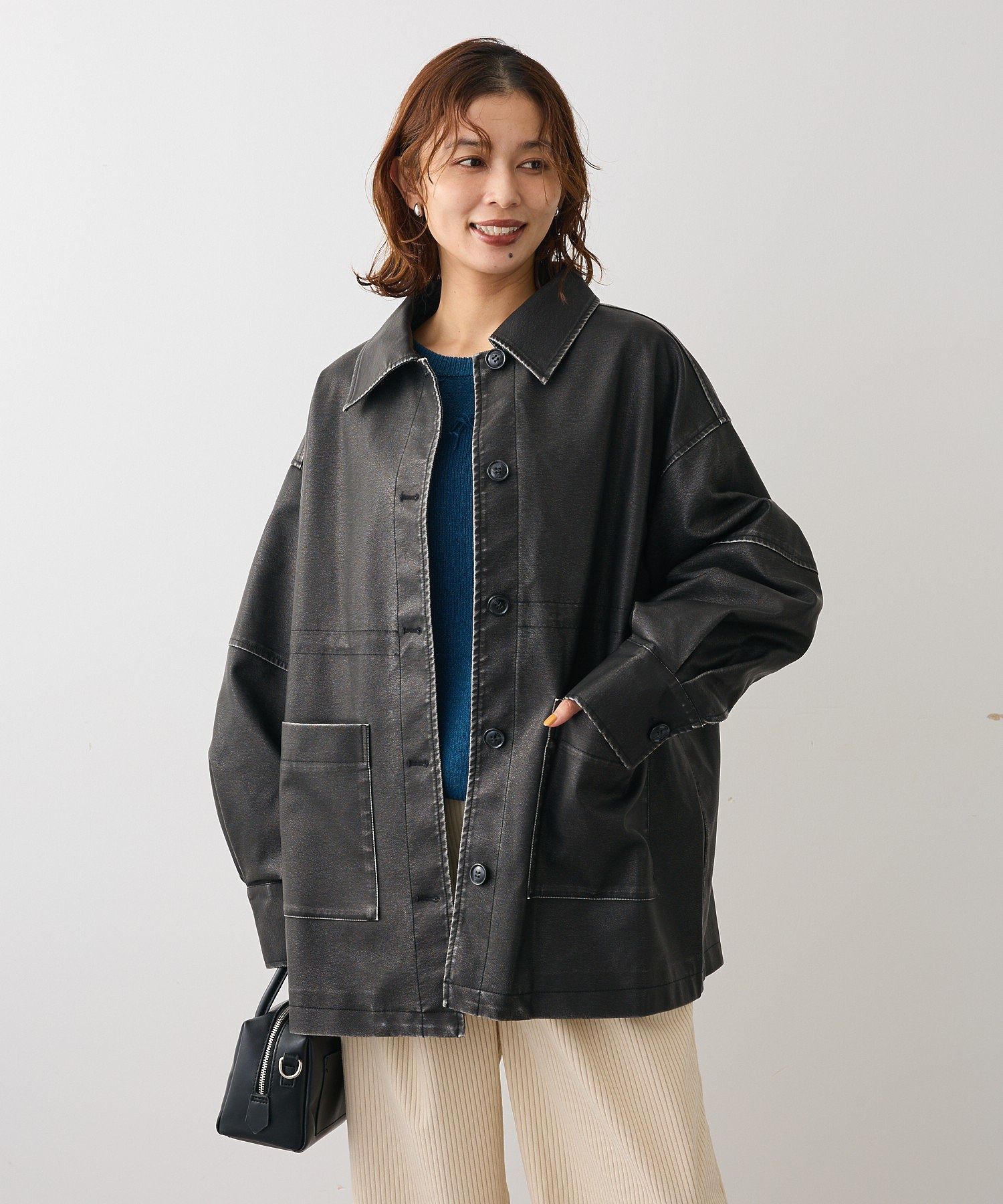 ELENCARE DUE フェイクレザーカバーオール/Green Parks（グリーン