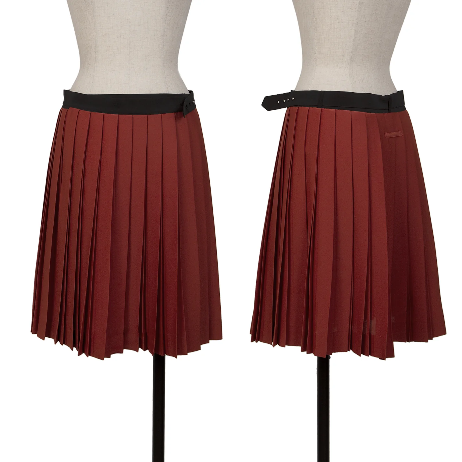 Jean Paul GAULTIER FEMME Pleated Wrap Skirt Red 40 (K-148926)