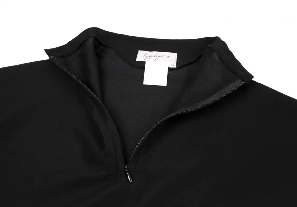 Yohji Yamamoto FEMME Wool Poly Half Zip Short Sleeve Shirt Black M