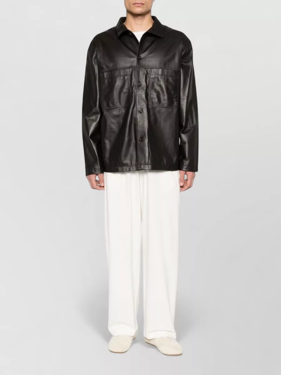 Emporio Armani Lamb leather button-up leather jacket | The Fashion