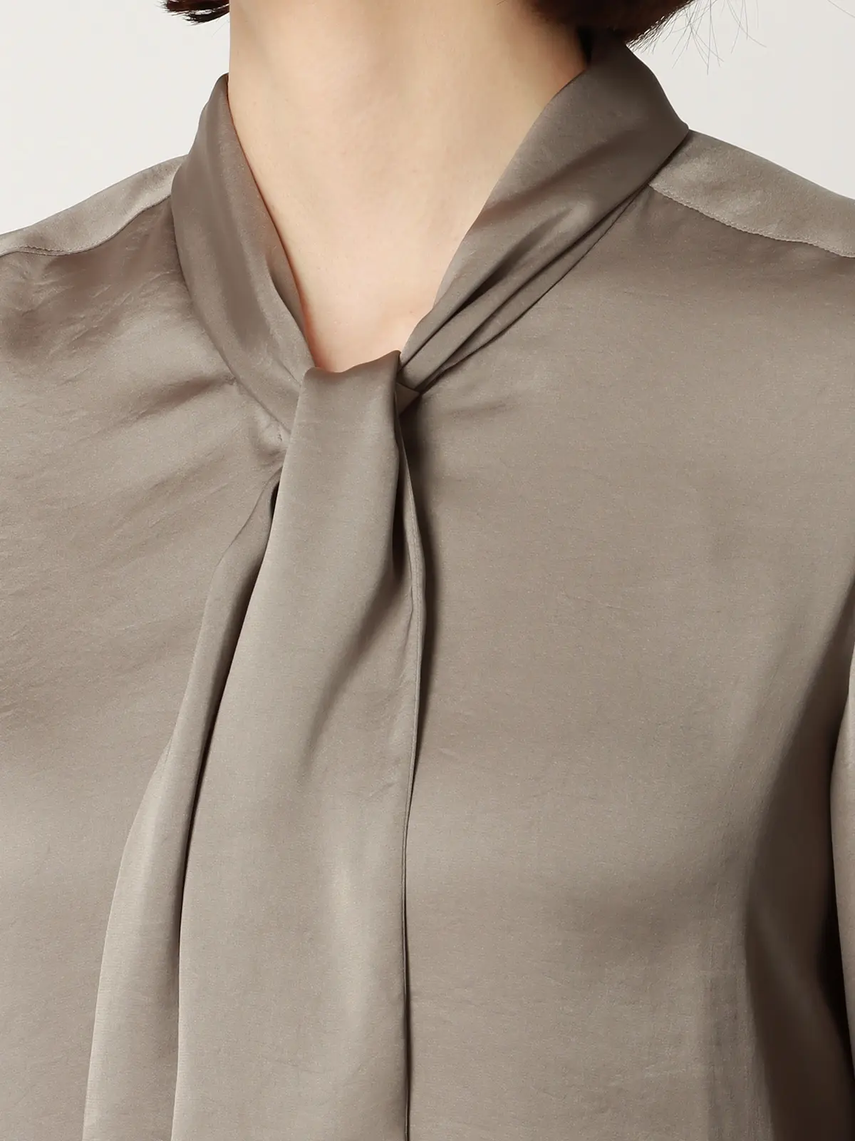 アスコットタイブラウス／8分袖／ハンドウォッシュ／ヴィンテージ