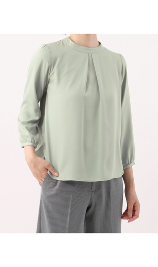 ハイネックタックブラウス【Instagram共創企画】【9分袖】 (RBL24142