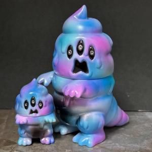 とぐろ怪獣シットン＆ミニシットン（ブルー/ピンク） - Sofvi & T