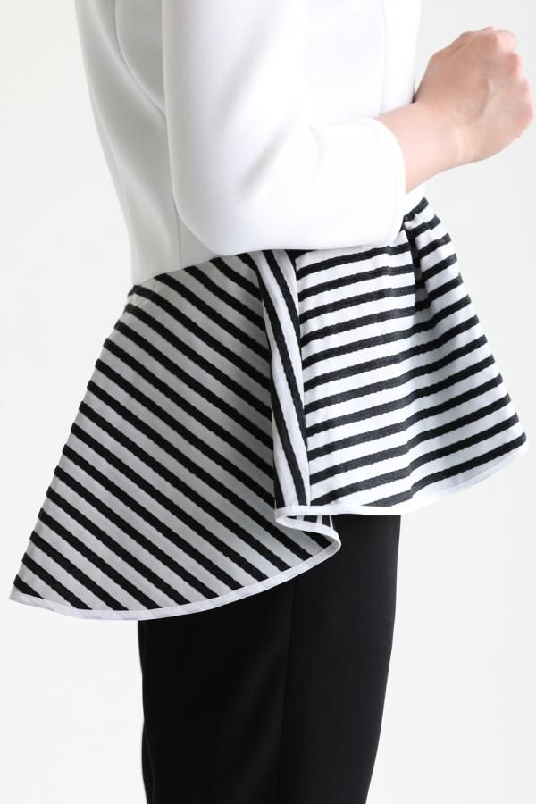 BORDERS at BALCONY(ボーダーズアットバルコニー) PEPLUM TOP WHITE