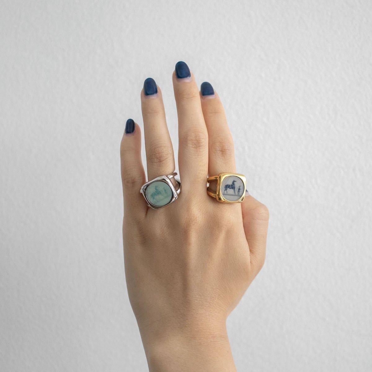 レディース] エルメス コロゾリング シルバーカラー 馬 サイズ55 [HERMES]