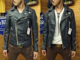 ルイスレザー] 402T タイトフィット・ライトニング：紺色/ホースハイド