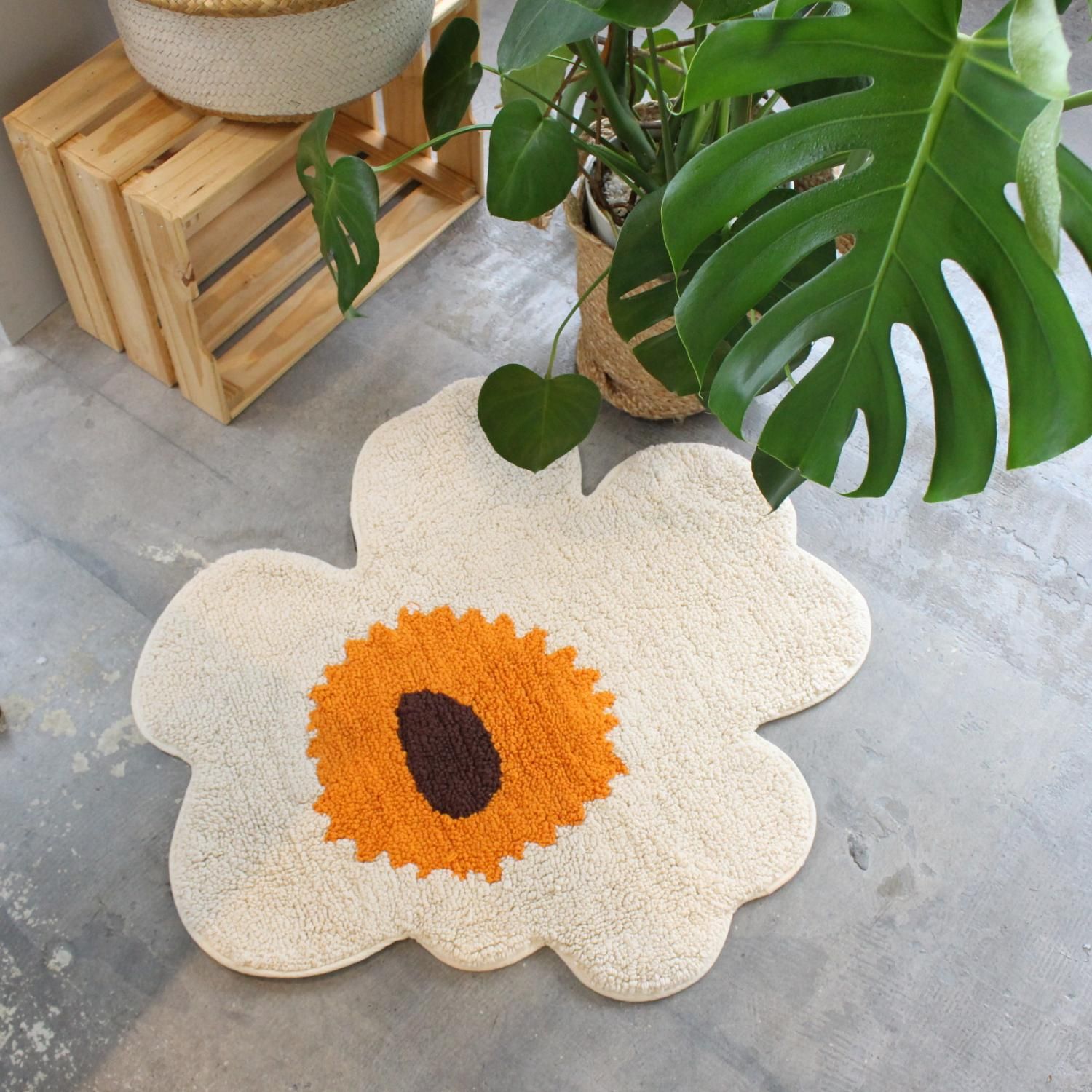 マリメッコ ウニッコ バスマット（クリーム×ウォームオレンジ