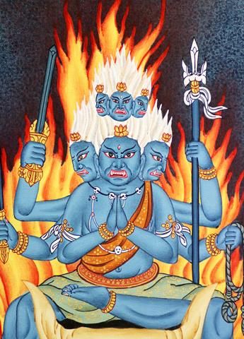 大威徳明王（だいいとくみょうおう／ヤマーンタカ）[タンカS] - 彩雲