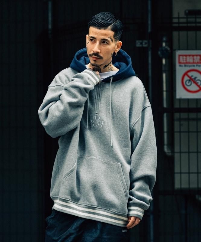 SUBCIETY】HALF ZIP PARKA ハーフジップパーカー | GRAY | 送料無料
