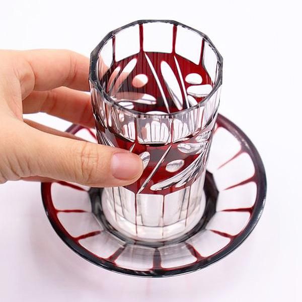 大正ロマン溢れるアンティーク赤切子グラスセット