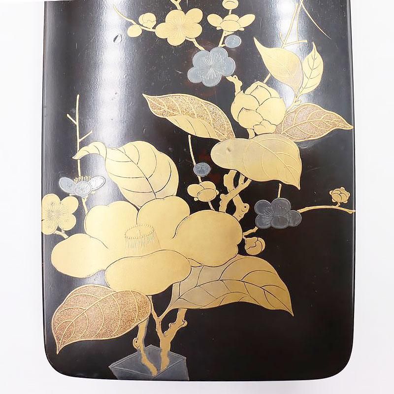 上品 漆塗り 蒔絵小箱 文箱 四季の花 金彩 内梨地 内砂子 骨董 日本の