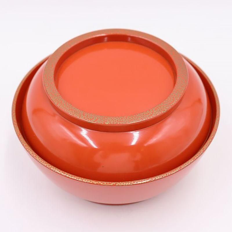 漆器 朱塗り 高蒔絵 大正昭和初期 煮物椀 草花模様