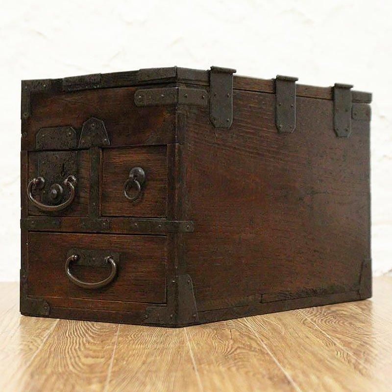 硯箱 掛け硯 小引出し 小物入れ 時代金具 日本製 明治時代 日本の道具