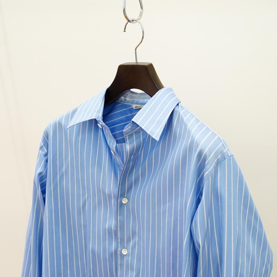 AURALEE (オーラリー) Cotton Silk Stripe Shirt(A26SS01CS)/Sax Blue