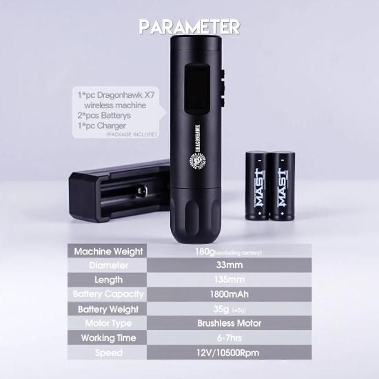 DH X7 ワイヤレスタトゥーマシン キット Fine Tattoo Kit