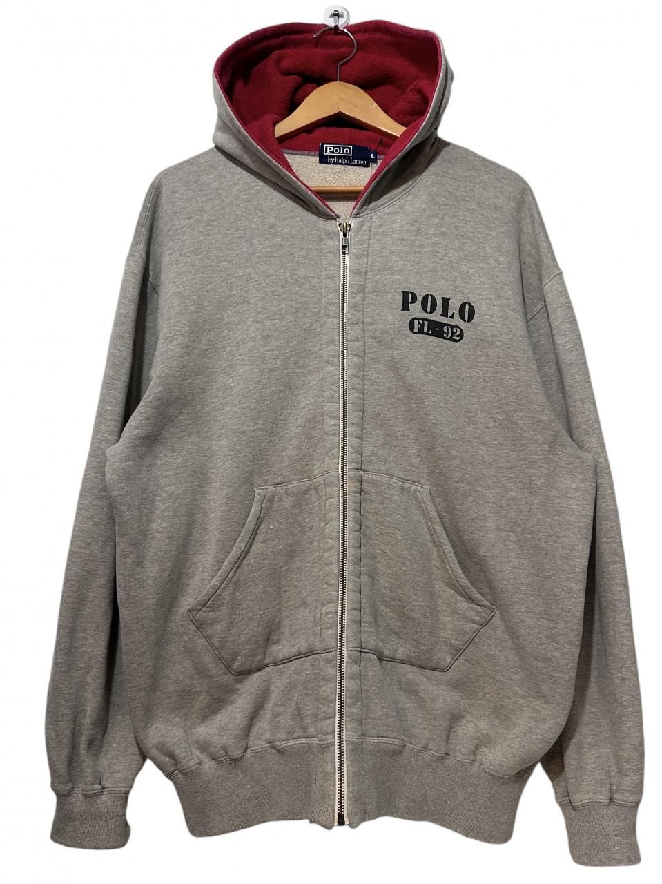 90s Ralph Lauren zip Foodie グレー フード裏サーマル ポロ ラルフ