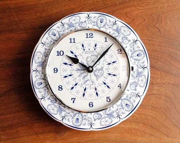 Junghans 陶器 壁時計 花柄 ドイツ製 ヴィンテージ