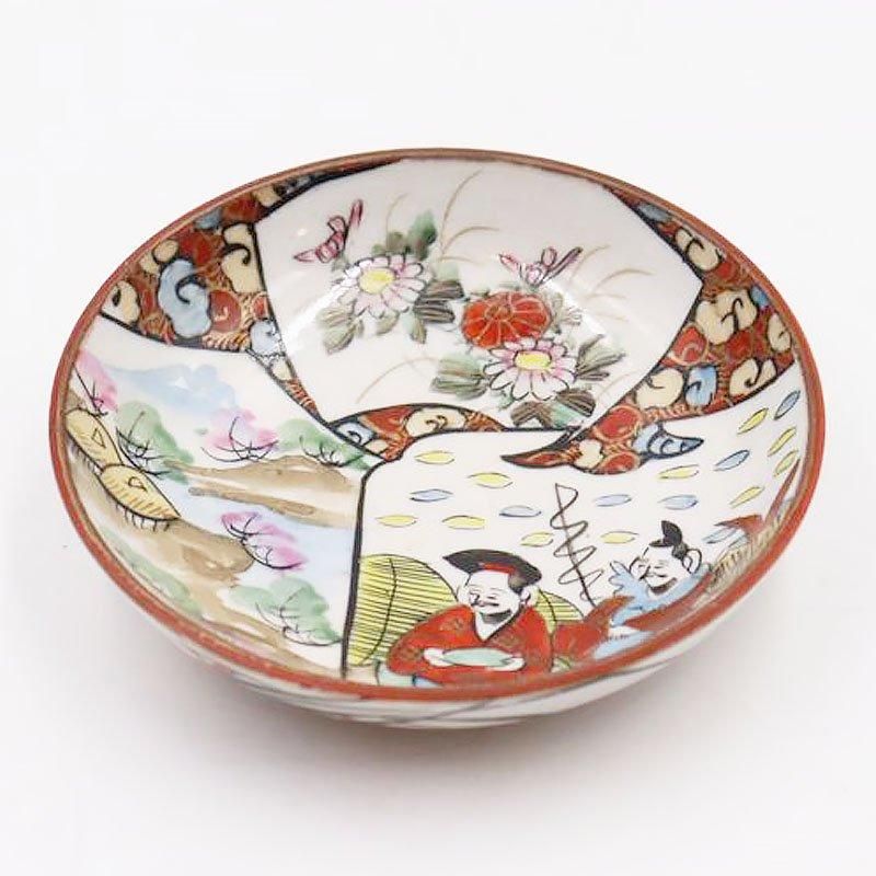 九谷焼 手描き色絵 豆皿 大正アンティーク おもてなし用