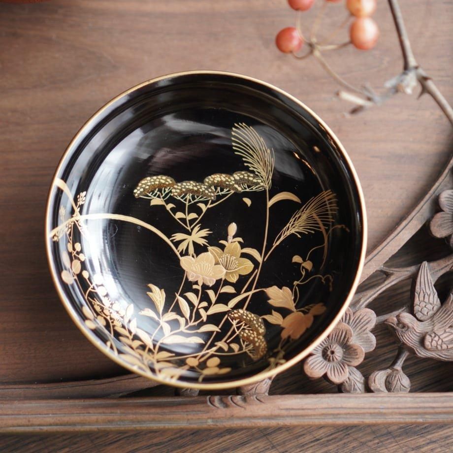 木製漆器 影蒔絵蓋付吸物椀 20客 11cm 明治～昭和初期 木製漆器 影蒔絵
