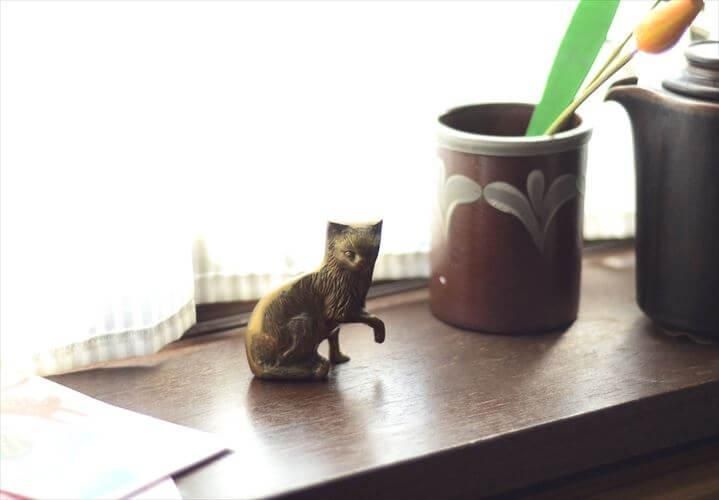 真鍮 猫 オブジェ フランス製 ヴィンテージ インテリア