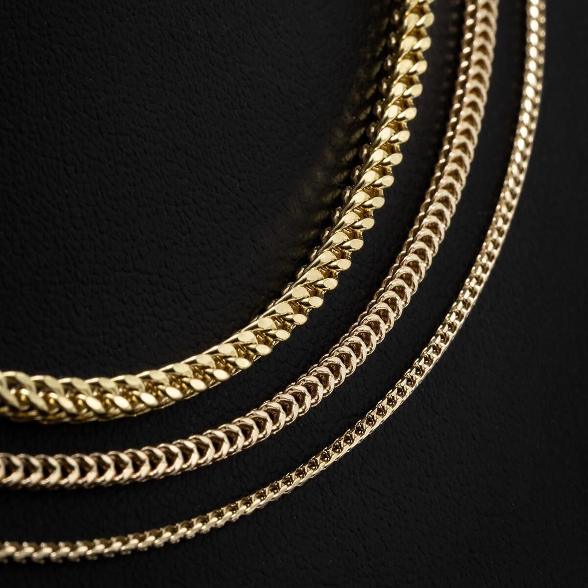10K イエローゴールド フランクリンネックレス 幅2.2mm 40cm-70cm