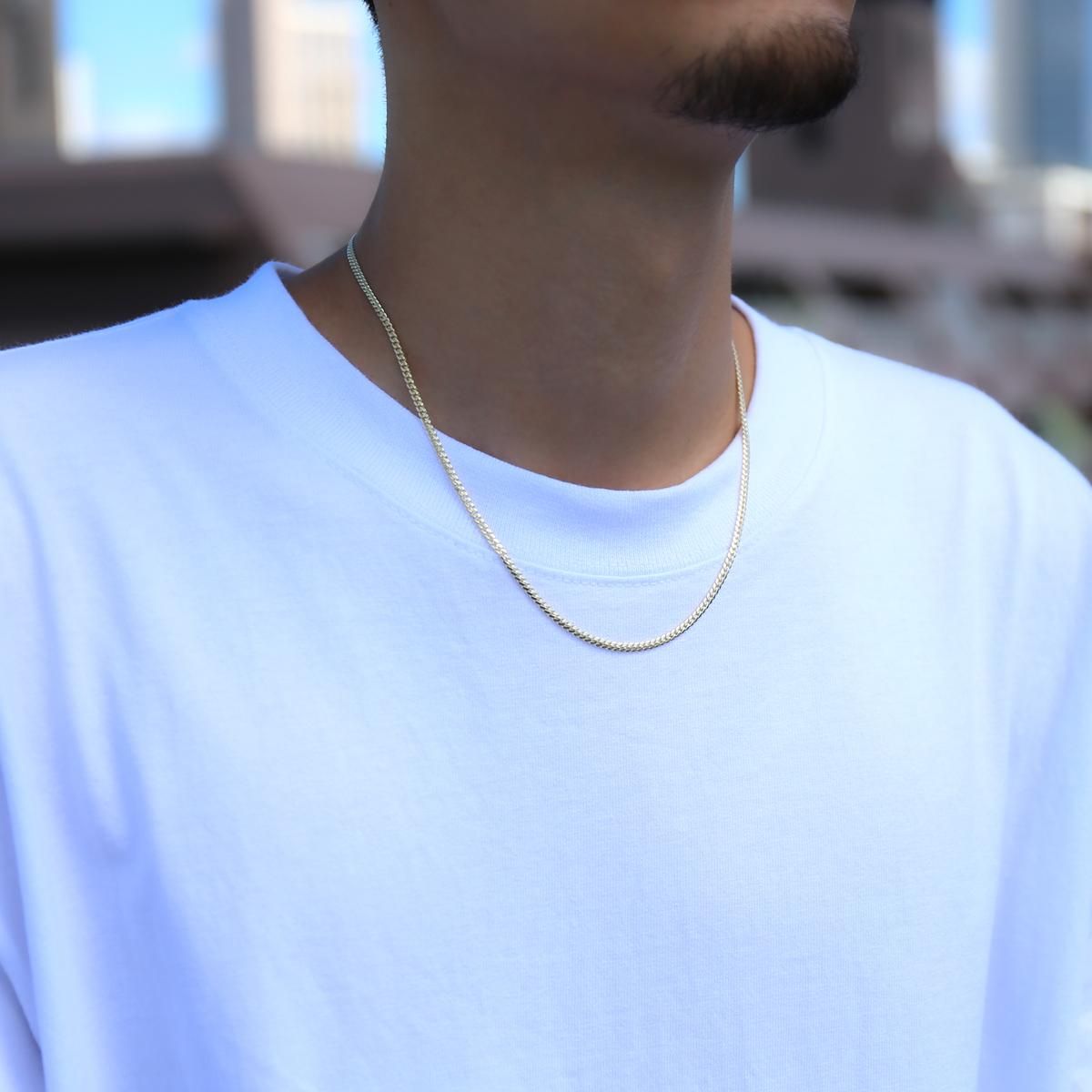 10K イエローゴールド マイアミネックレス 幅2.5mm 45cm-60cm