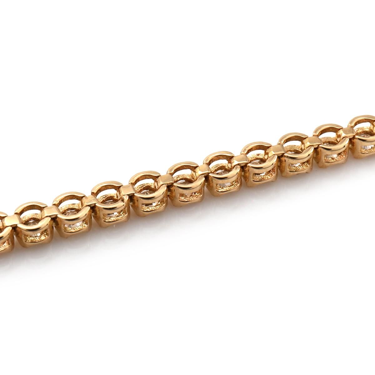 ダイヤモンド 18K イエローゴールド テニスブレスレット 幅2mm 18cm