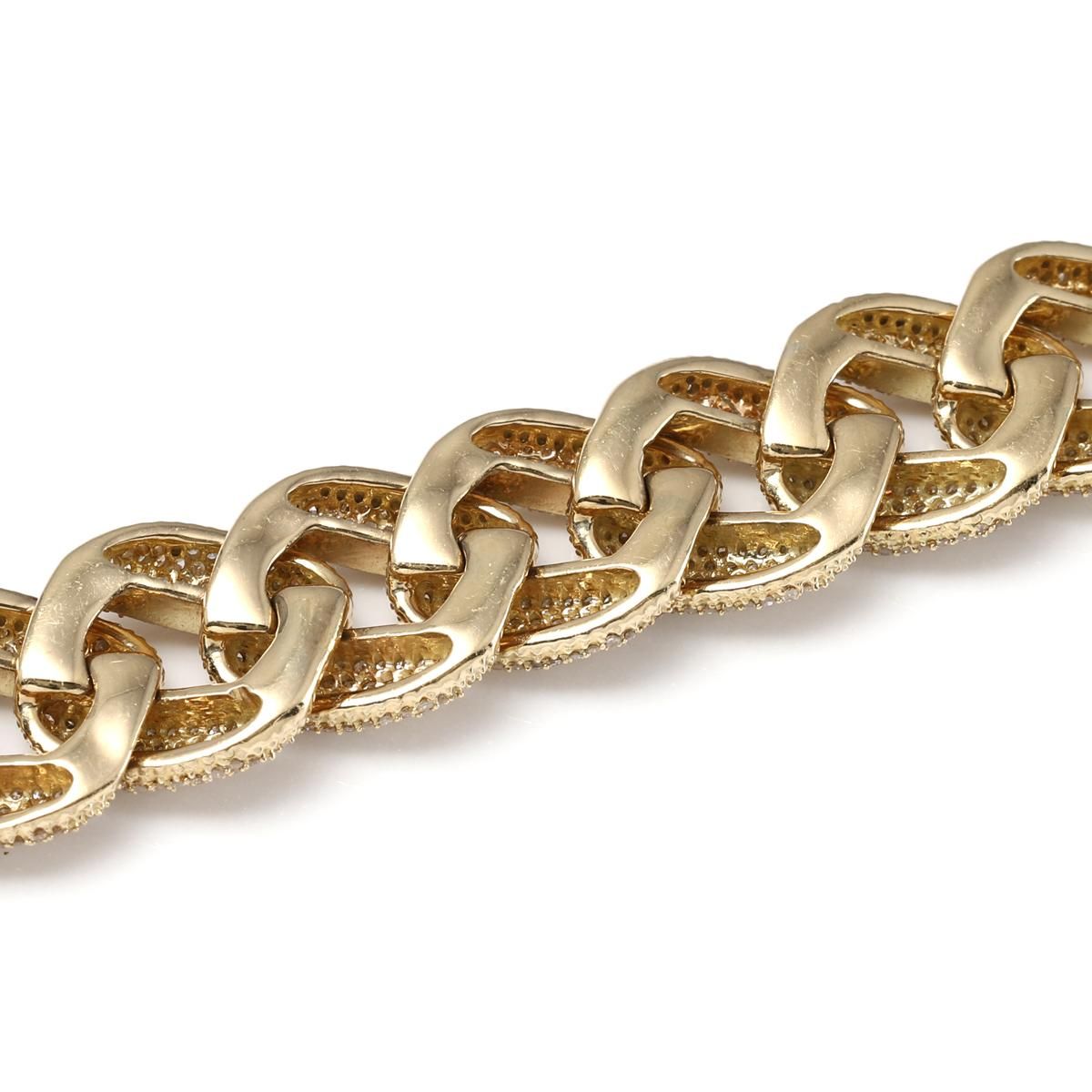 ダイヤモンド 10K イエローゴールド マイアミネックレス 幅12mm 47cm