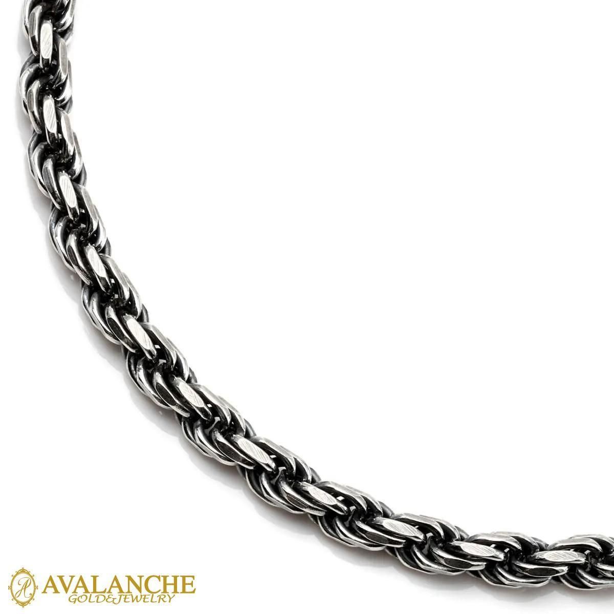 シルバー ロープネックレス 幅4.5mm 50cm-60cm いぶし加工 100HCMD-LOX