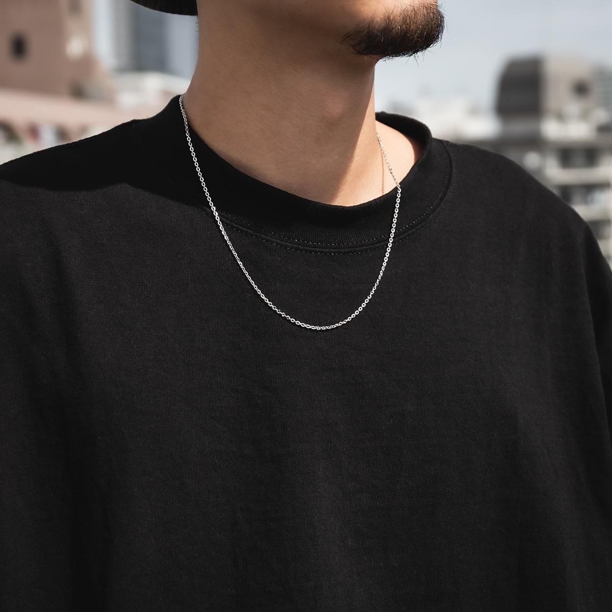 10K ホワイトゴールド クロスケーブルネックレス 幅2mm 45cm-60cm ｸﾛｽ