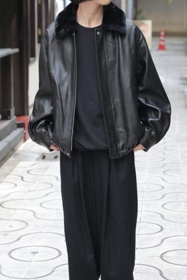 ssstein | シュタイン MOUTON COLLAR SHEEP LEATHER ZIP JACKET(BLACK