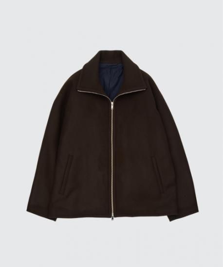YOKE | Melton Stand Collar Zip Blouson(BROWN) | メルトンスタンド