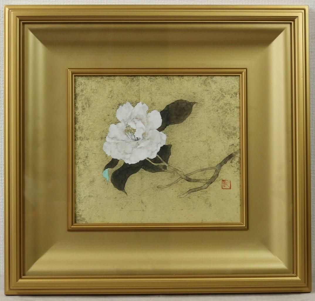 色紙額日本画 白井進 「白椿」 商品番号35013102 - 絵のある暮らし・絵